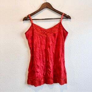 Dressbarn Y2K Fairy Grunge Lace Cami Orange Lingerie Top Womens L Coquette Y2K